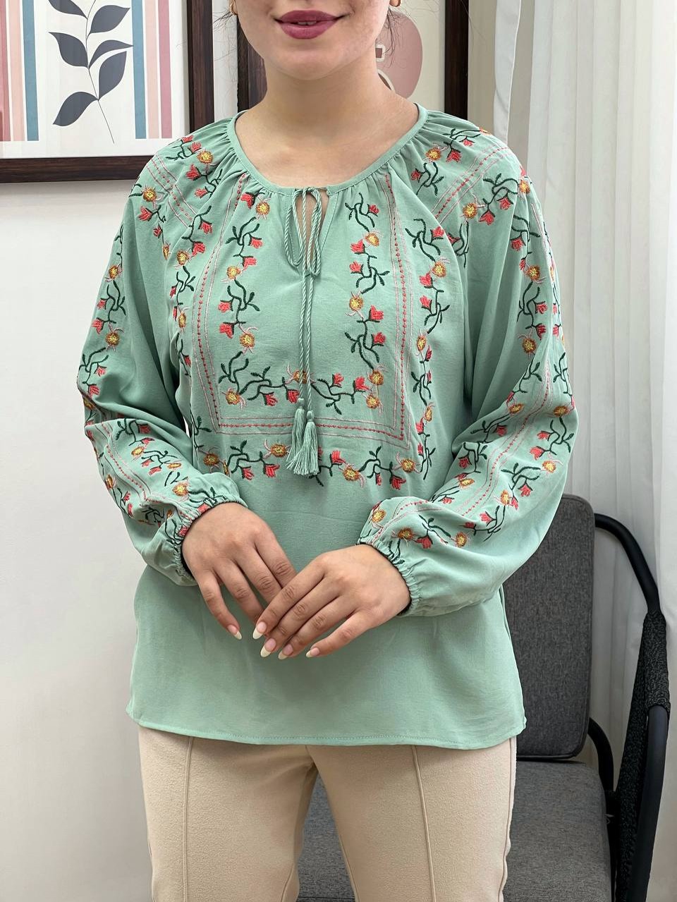 شومیز کرپ تمام گلدوزی مدل 2 کد 3423