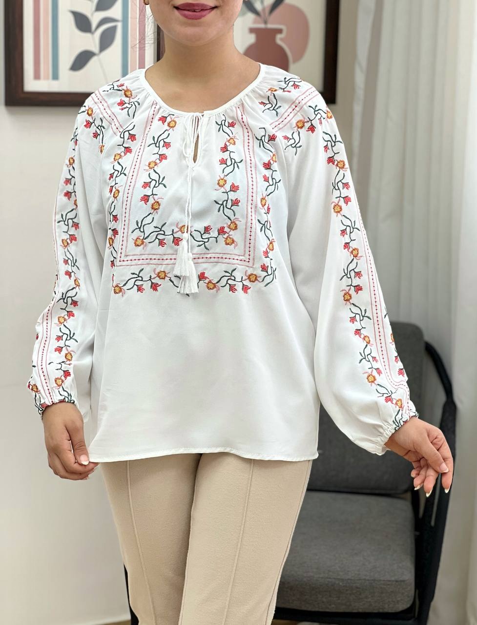 شومیز کرپ تمام گلدوزی مدل 2 کد 3423