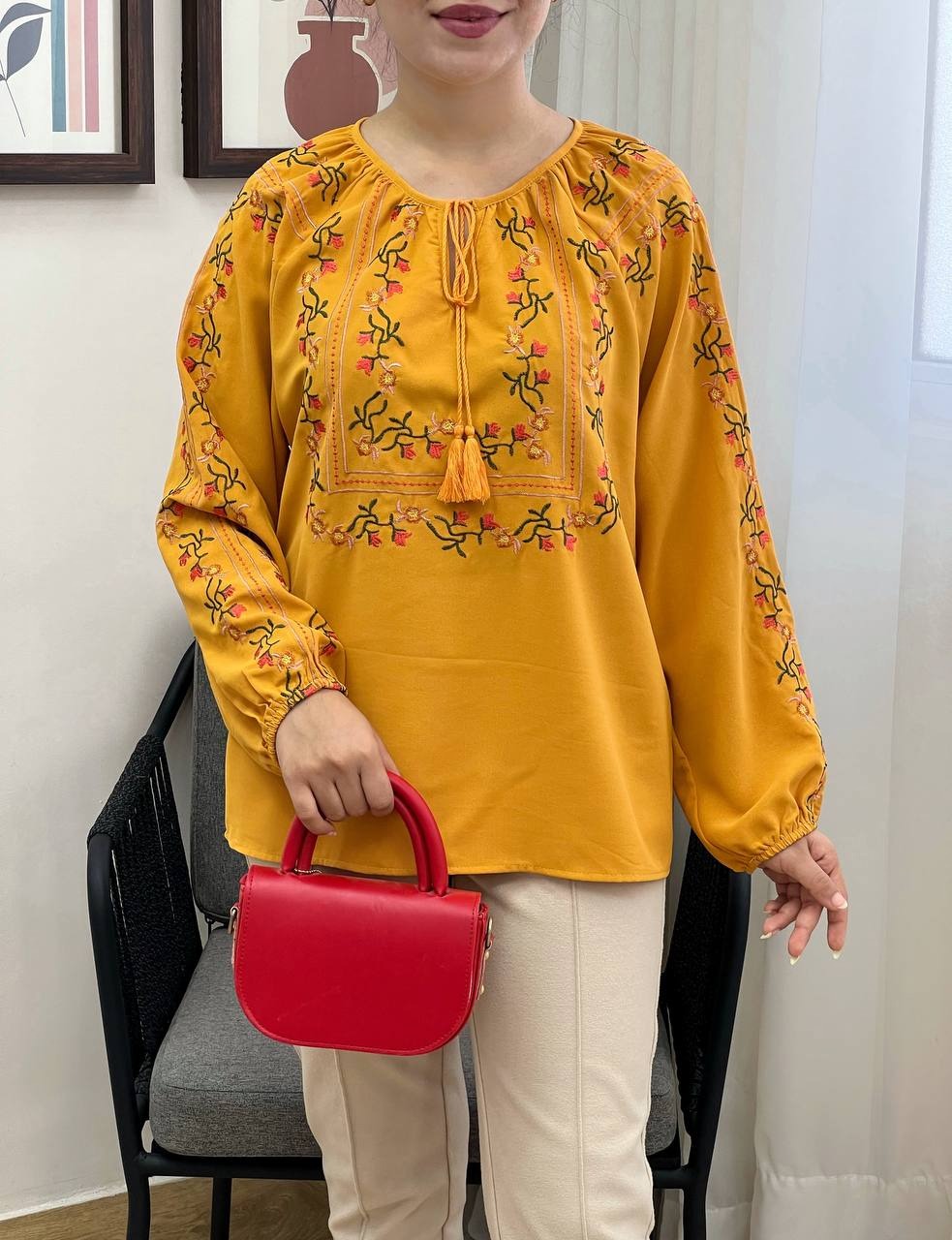 شومیز کرپ تمام گلدوزی مدل 2 کد 3423