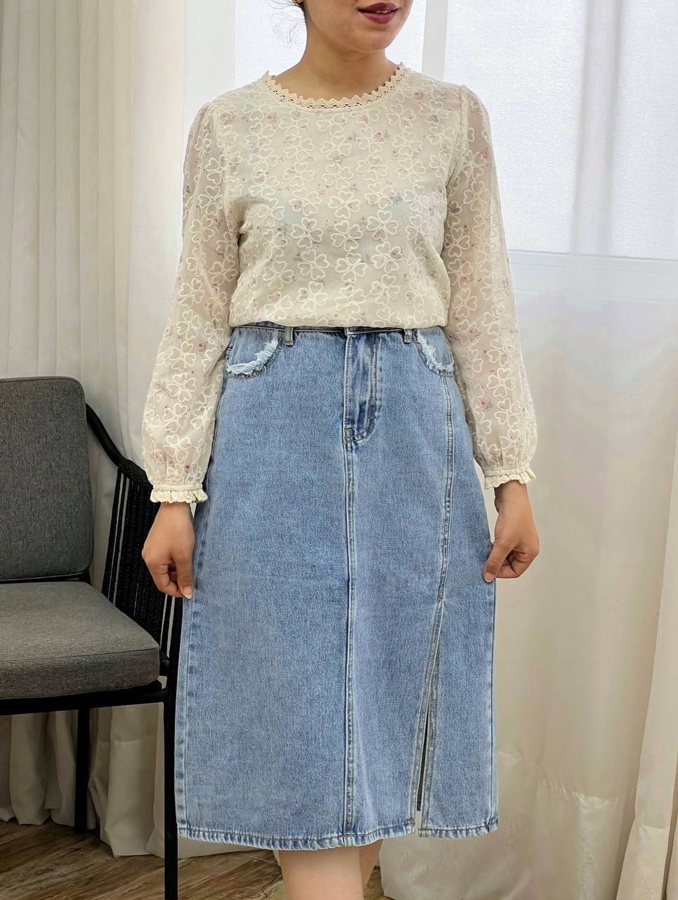 دامن جین بغل چاک کد 3425