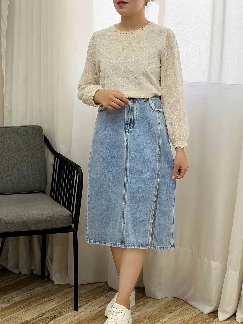 دامن جین بغل چاک کد 3425