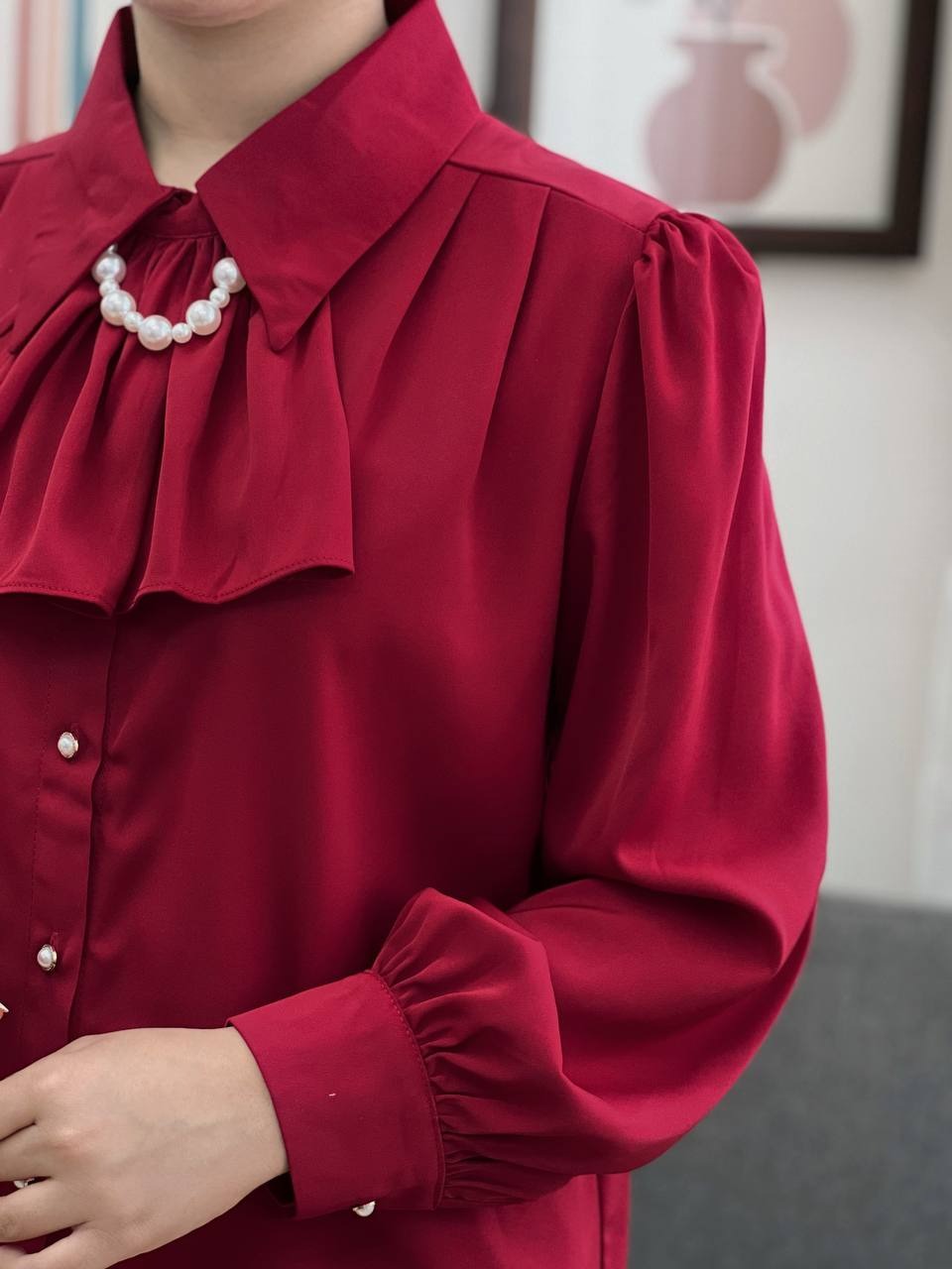 شومیز کرپ ساتن کرواتی کد 3426