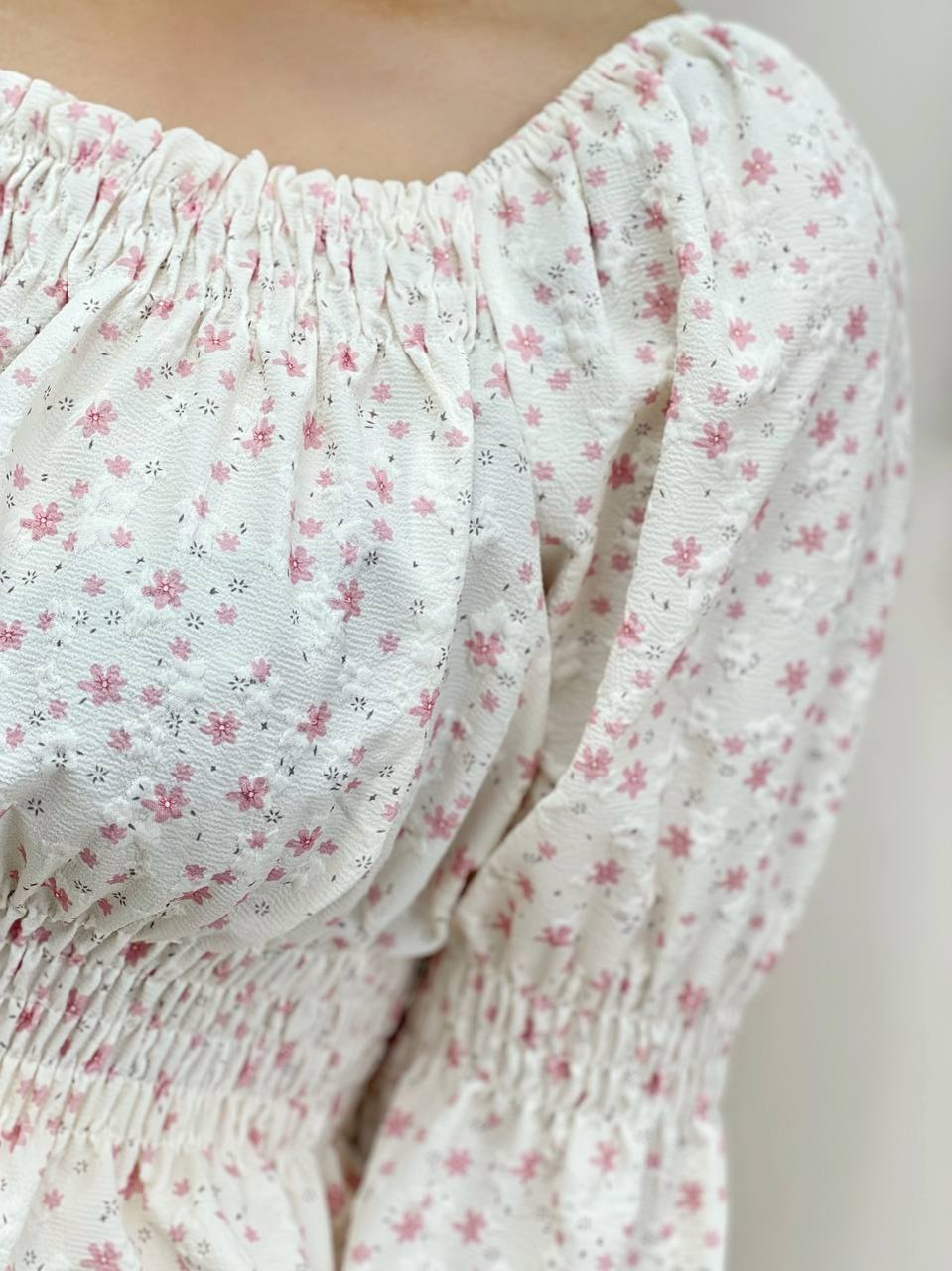 شومیز آستین پف گل ریز مدل 2 کد 3427