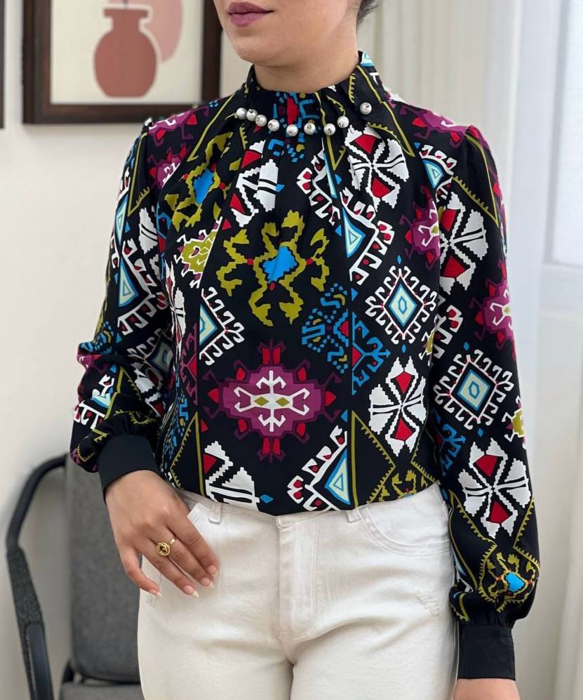 شومیز یقه مروارید سنتی مدل 2 کد 3429