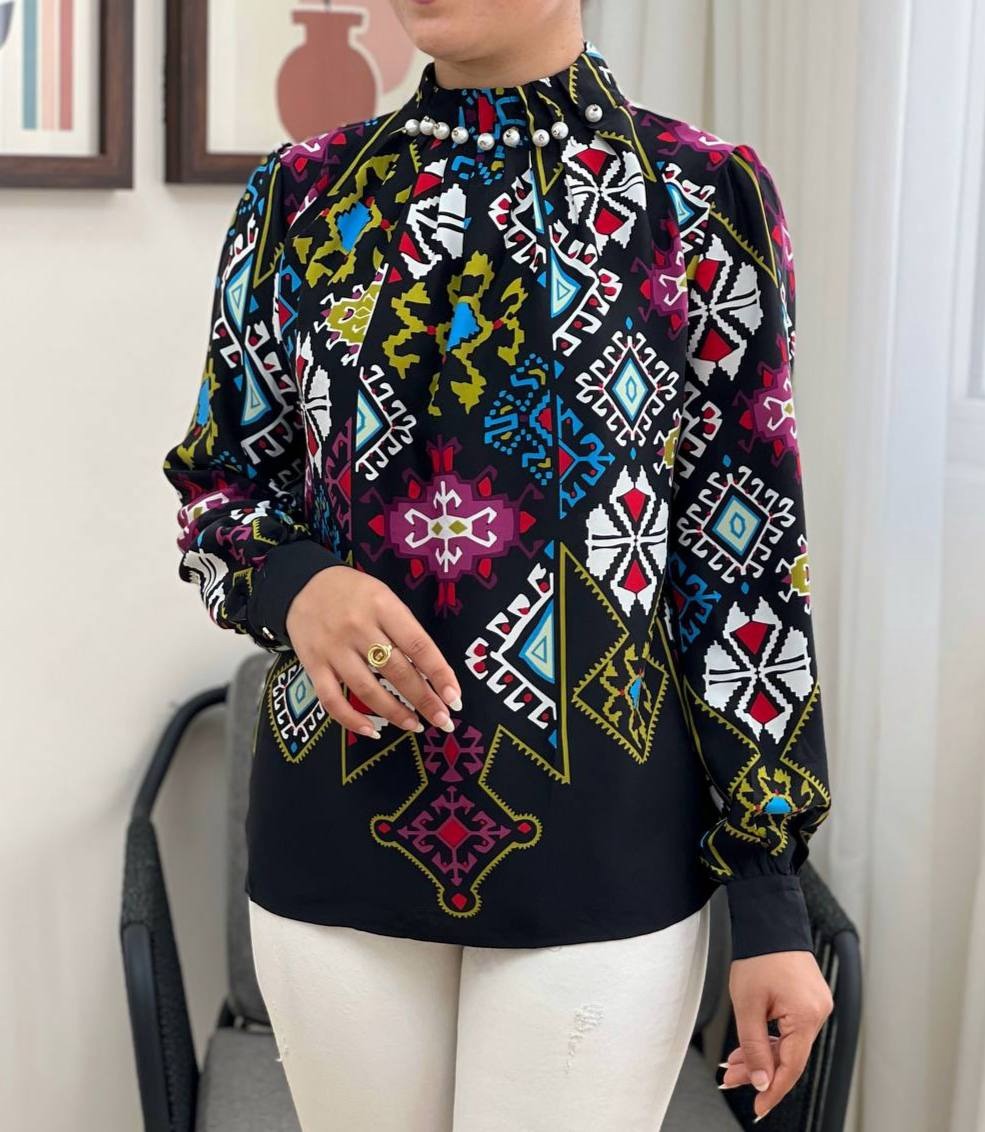 شومیز یقه مروارید سنتی مدل 2 کد 3429