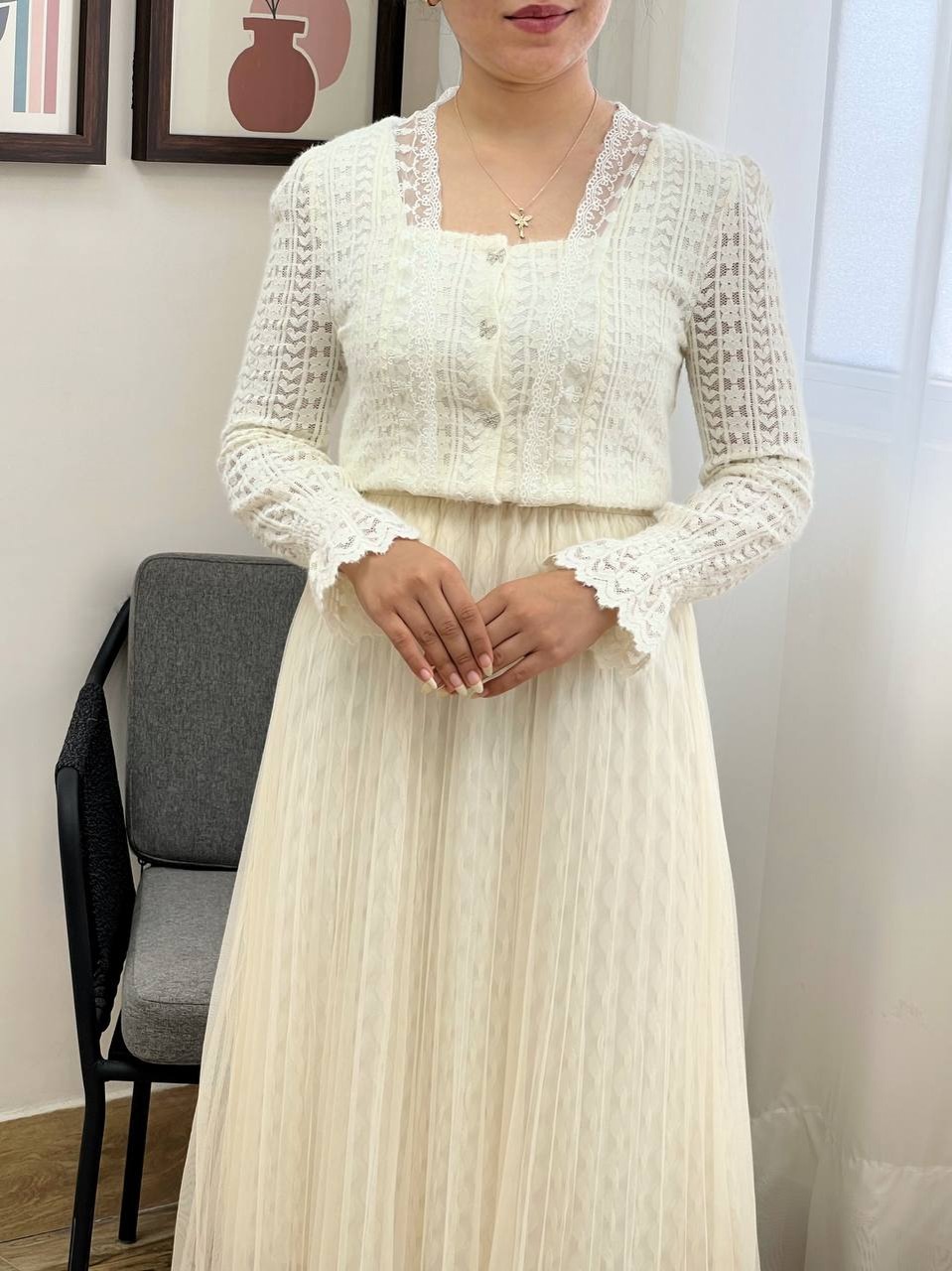 شومیز گیپور جلو دکمه کد 3430