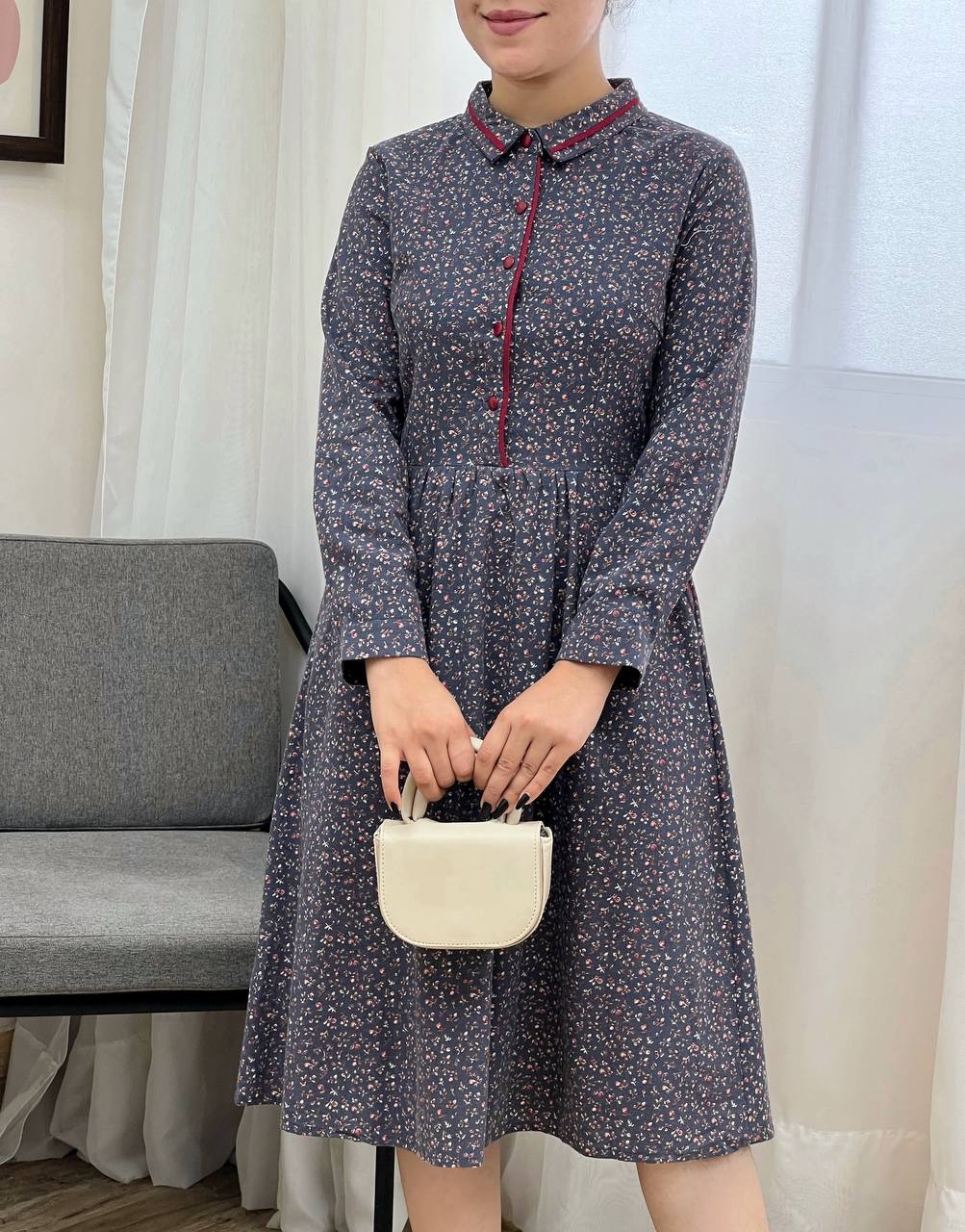 پیراهن گل ریز بلند کد 3431