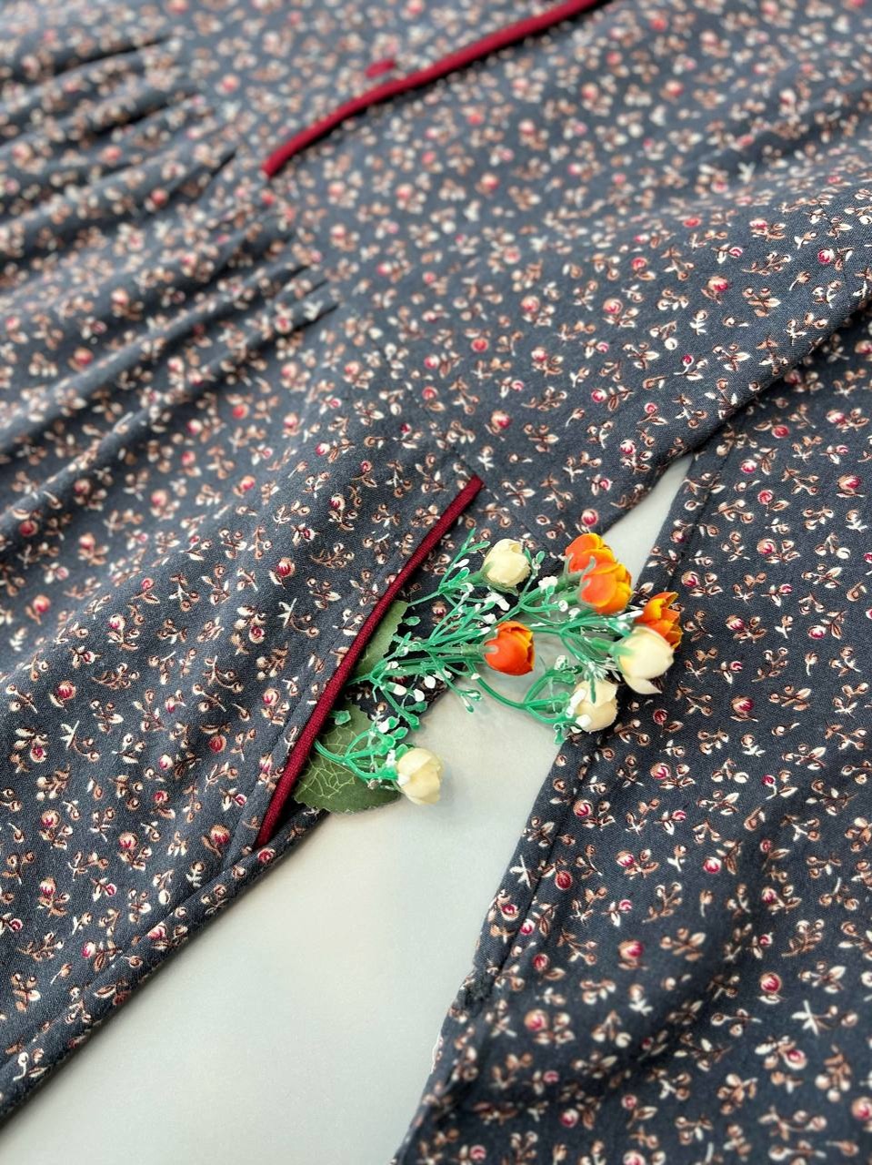 پیراهن گل ریز بلند کد 3431