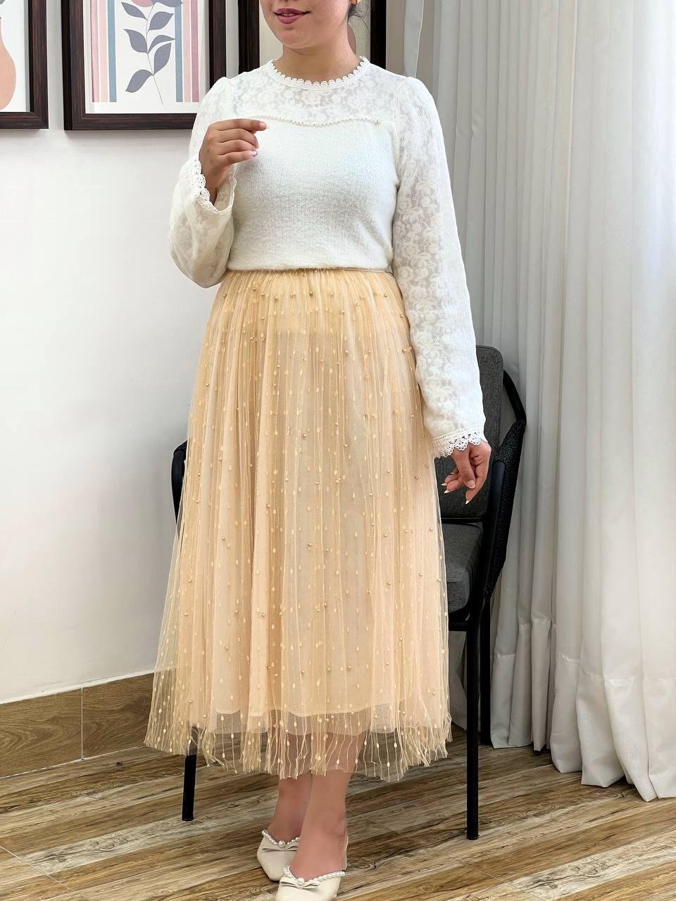 دامن تور مرواریدی کد 3433