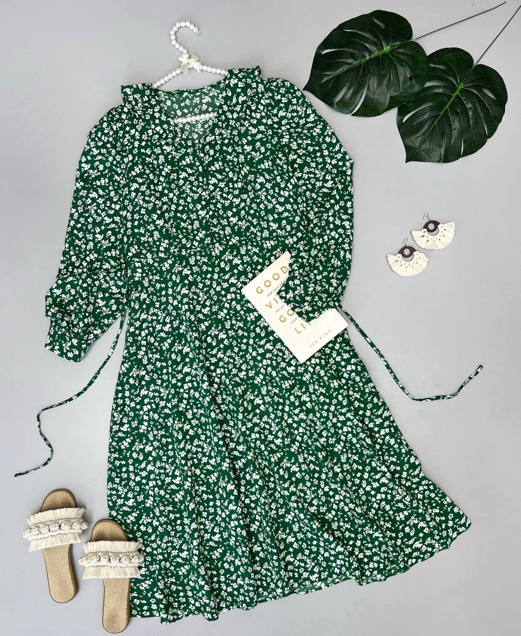 پیراهن گلدار یقه چین کد 3436