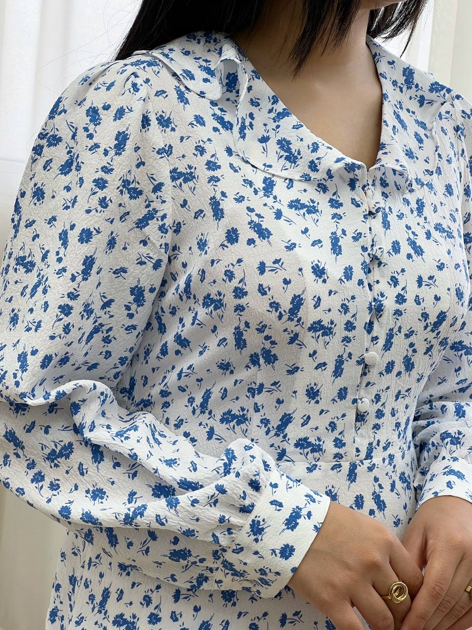 پیراهن گلدار یقه چین کد 3436