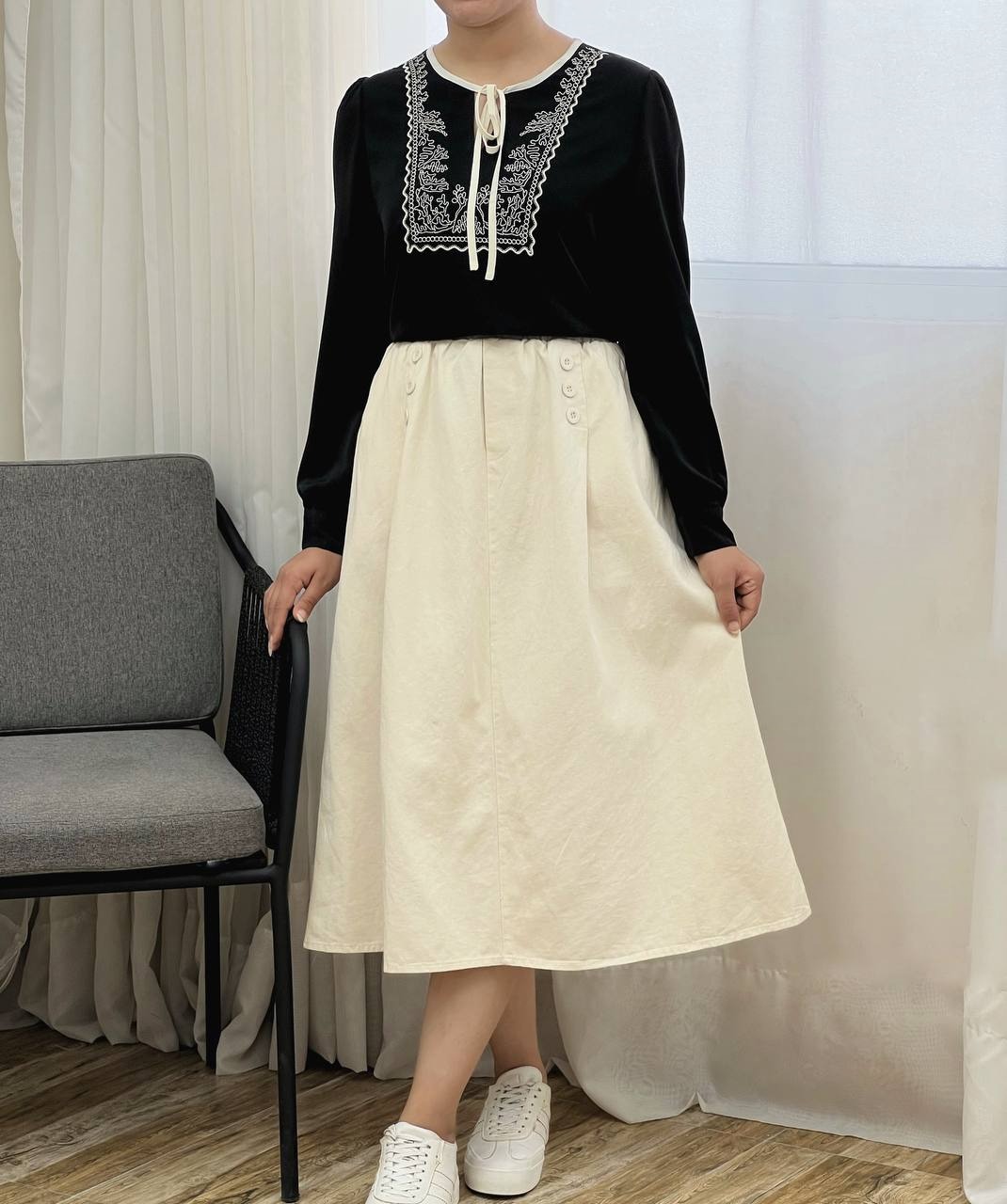 دامن کتان وارداتی کد 3437