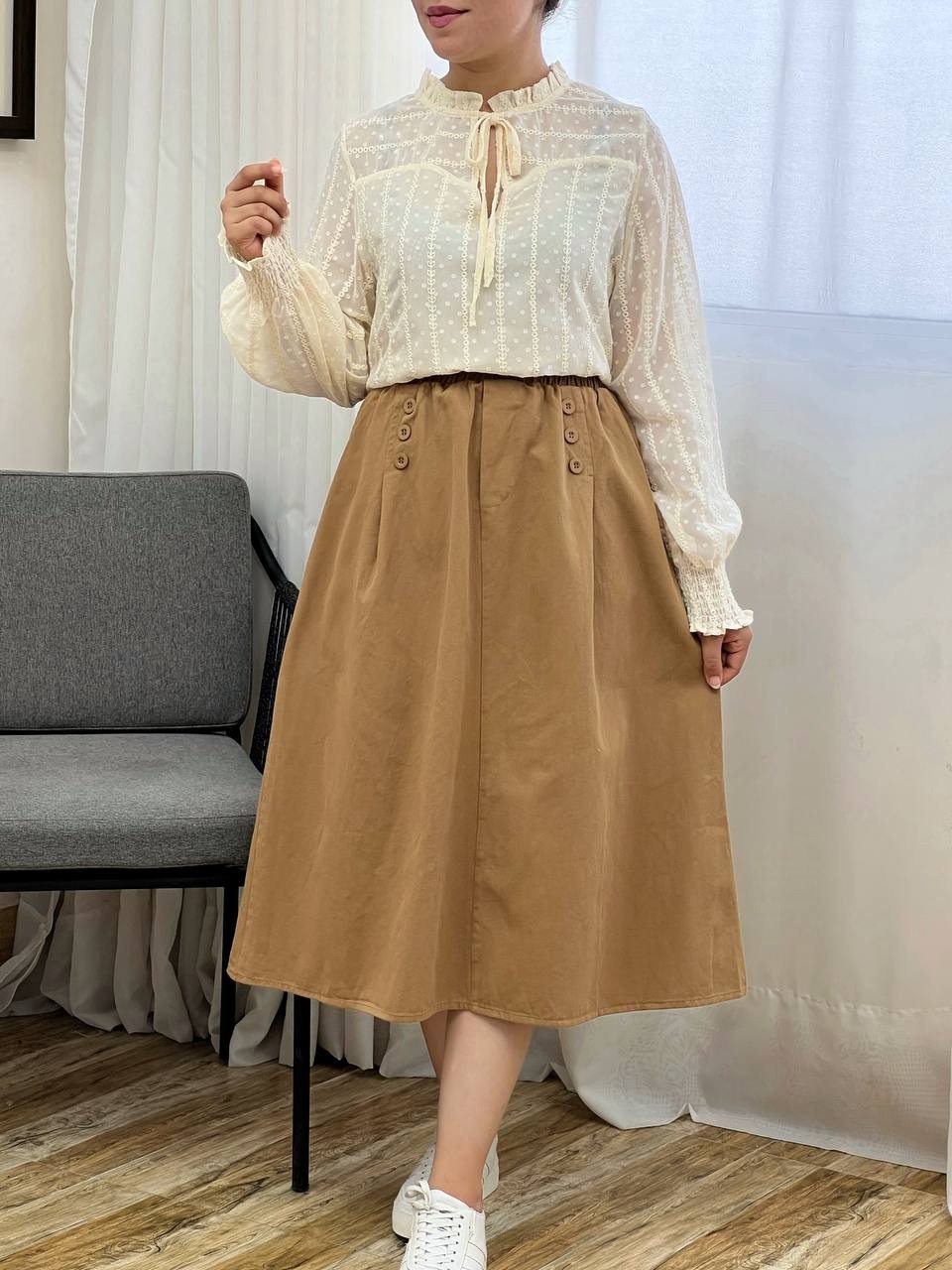 دامن کتان وارداتی کد 3437