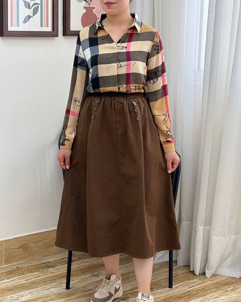 دامن کتان وارداتی کد 3437