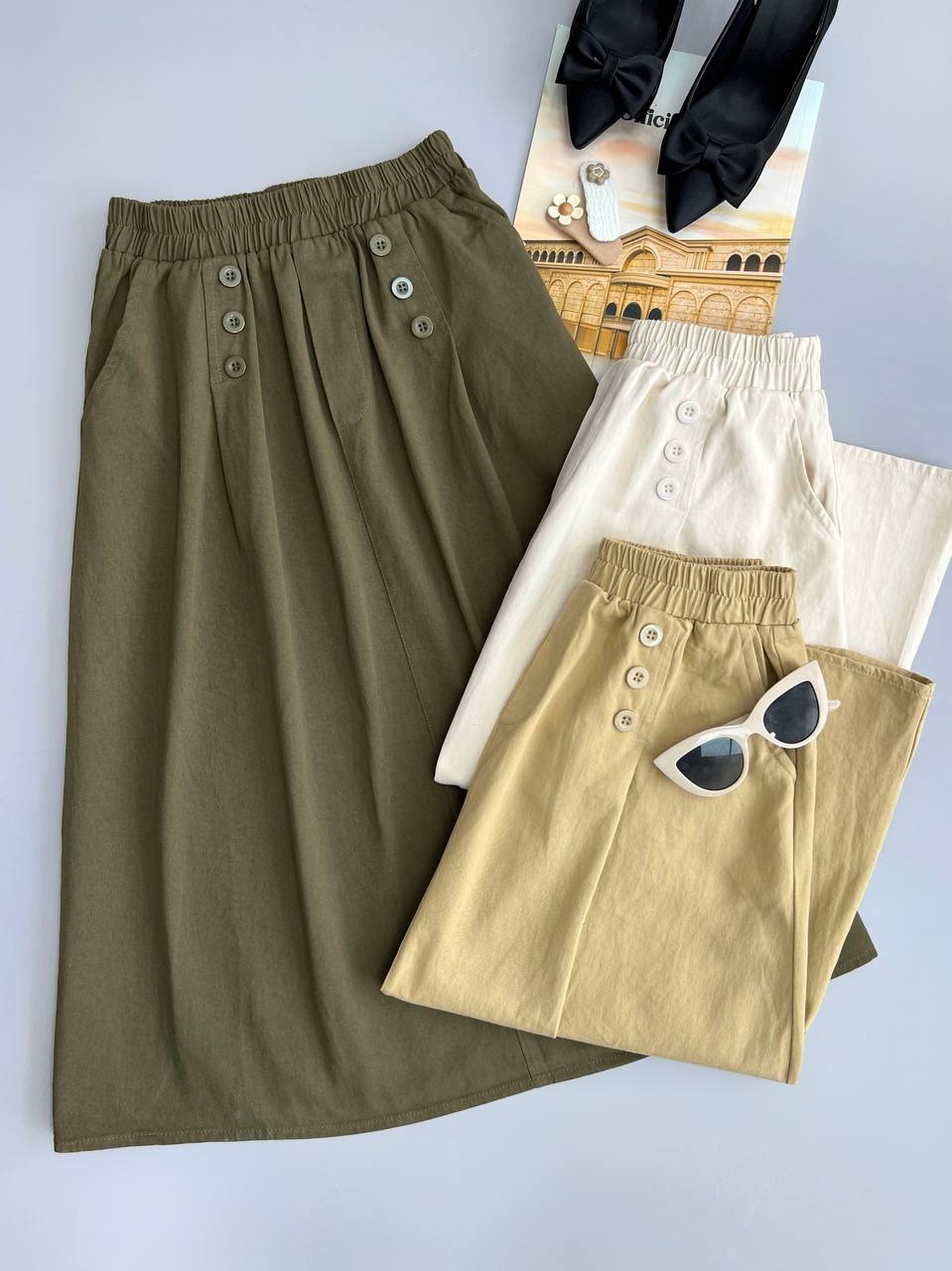 دامن کتان وارداتی کد 3437