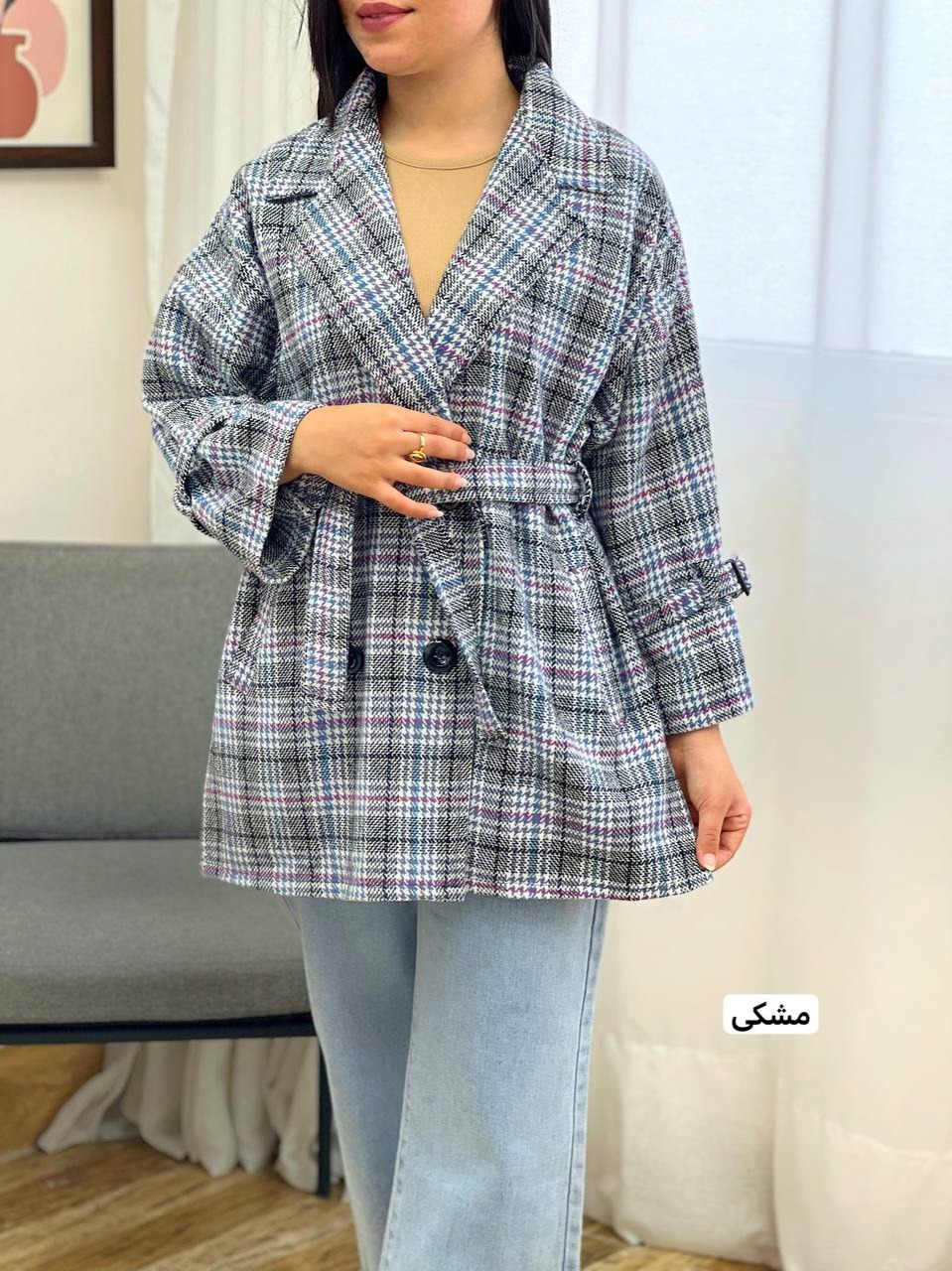 کت پشمی چهارخونه کد 3438