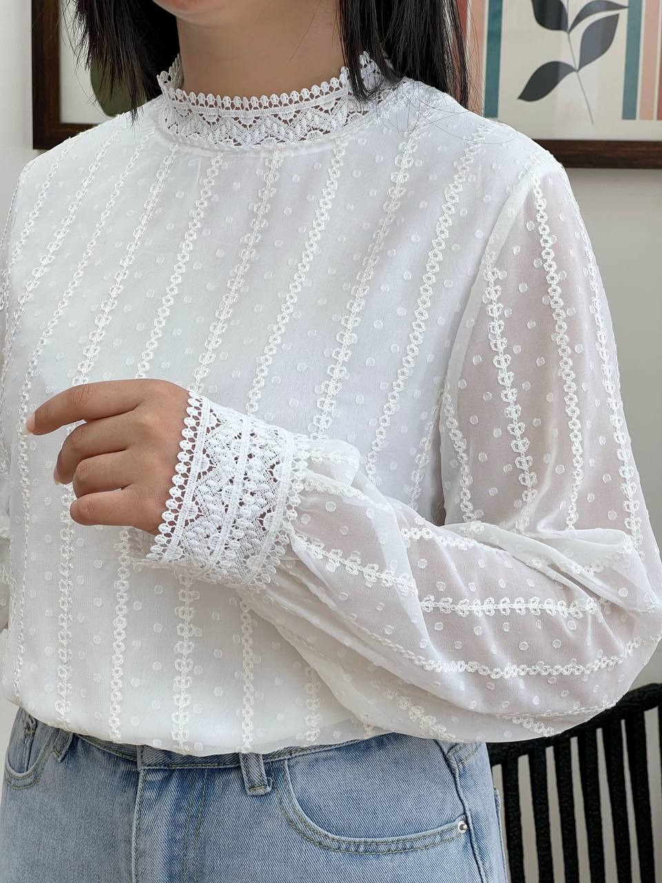 شومیز حریر گلدوزی شده کد 3439