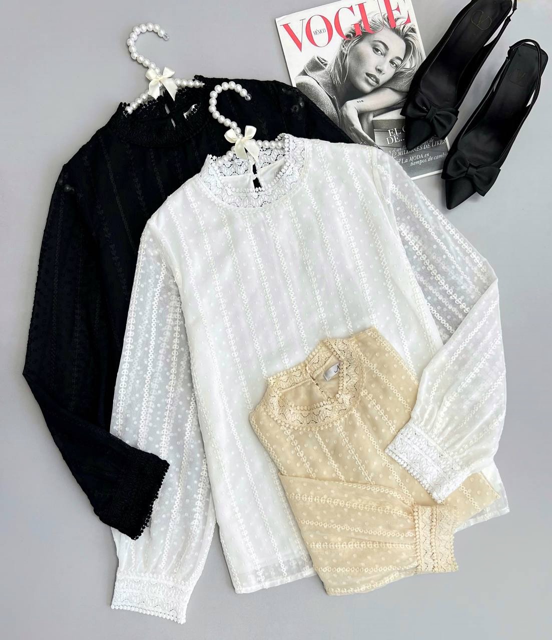 شومیز حریر گلدوزی شده کد 3439