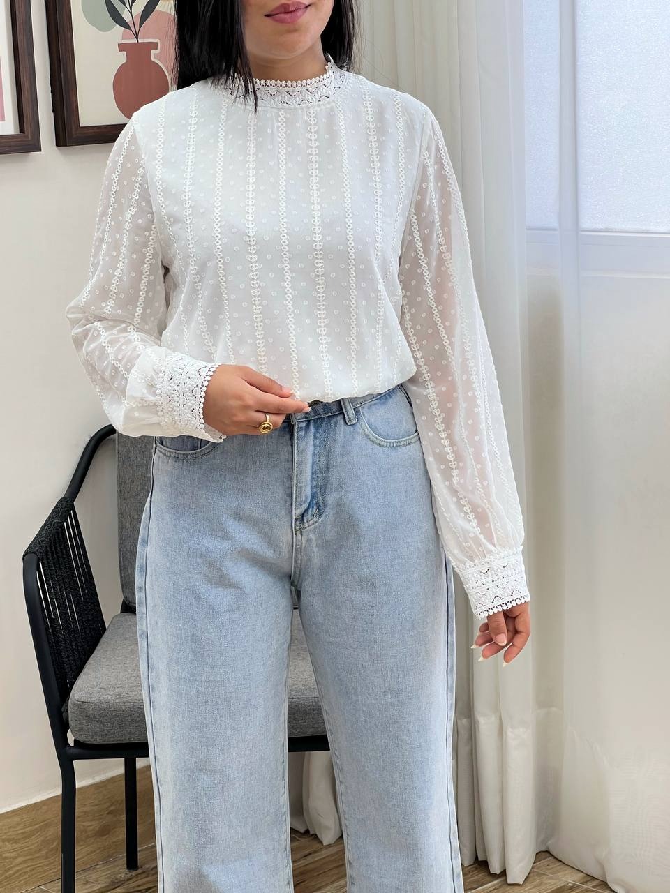 شومیز حریر گلدوزی شده کد 3439