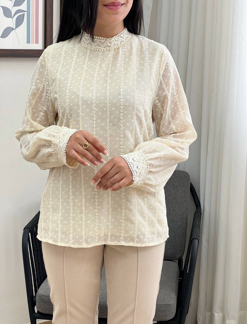 شومیز حریر گلدوزی شده کد 3439