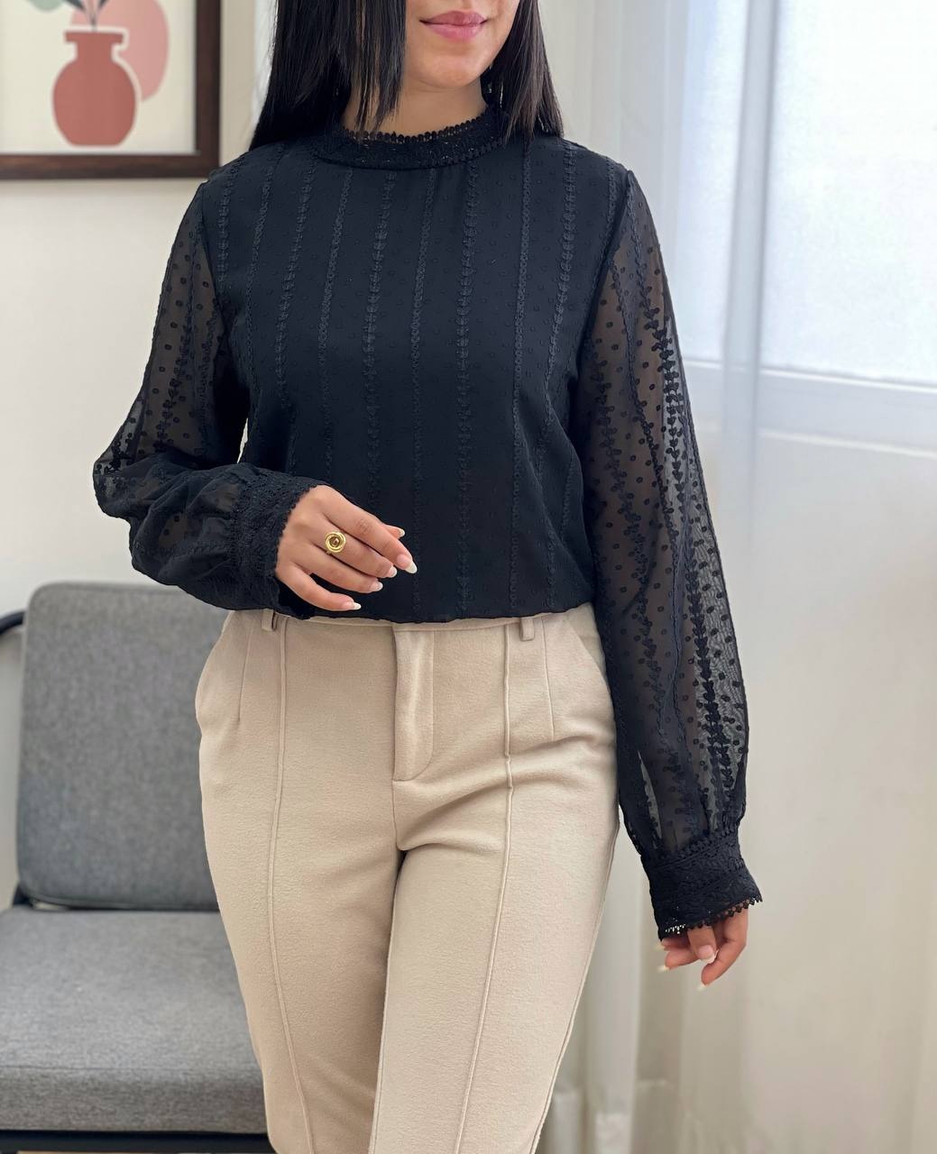 شومیز حریر گلدوزی شده کد 3439