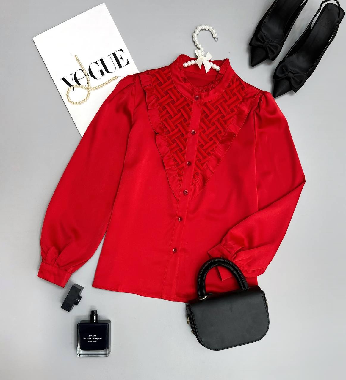 شومیز ساتن جلو دکمه کد 3445