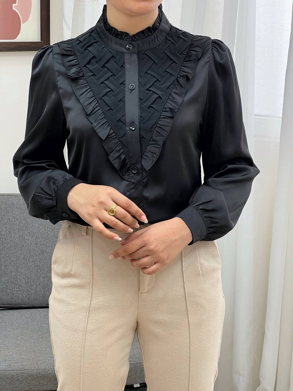 شومیز ساتن جلو دکمه کد 3445