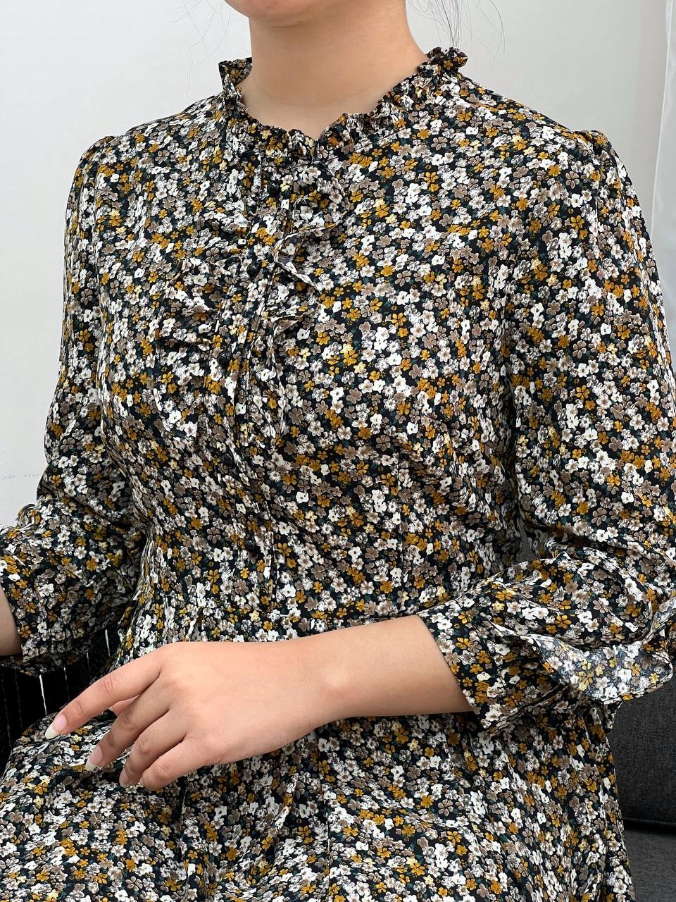 پیراهن کرپ نخ گل ریز کد 3448