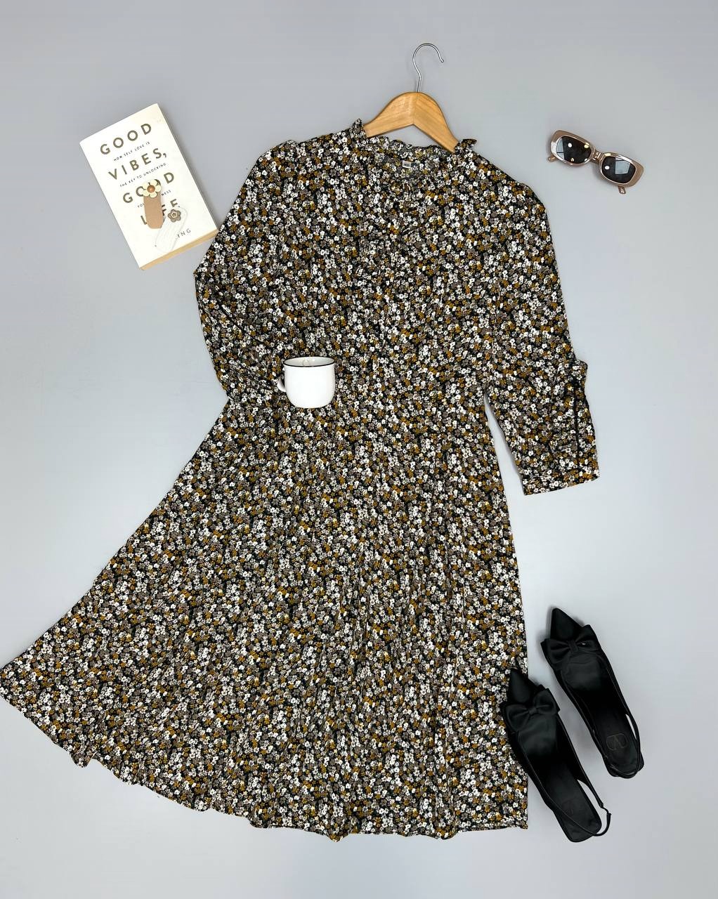 پیراهن کرپ نخ گل ریز کد 3448