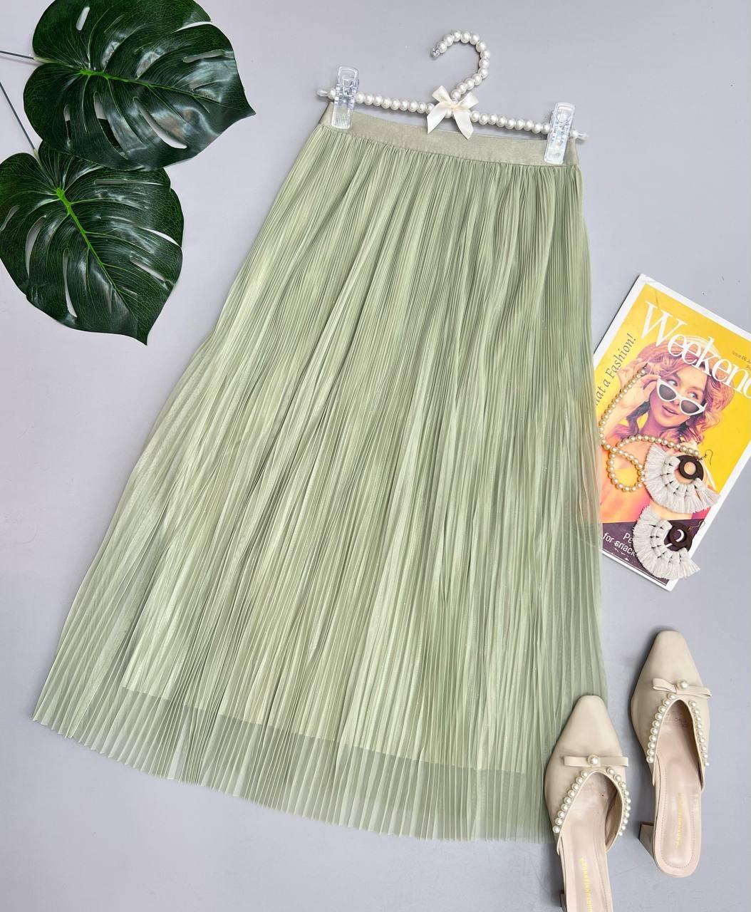 دامن پلیسه آستر ساتن کد 3449