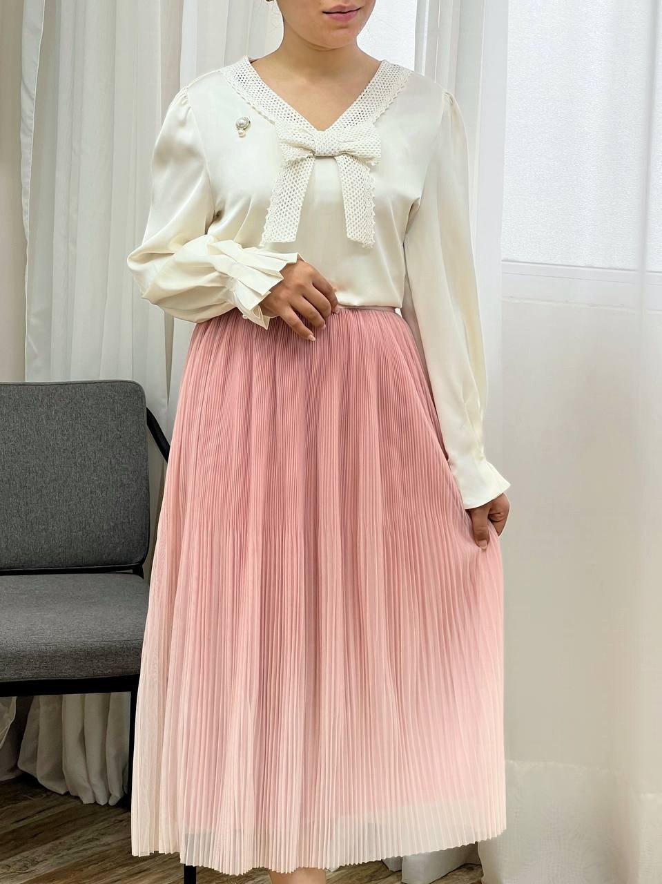 دامن پلیسه آستر ساتن کد 3449