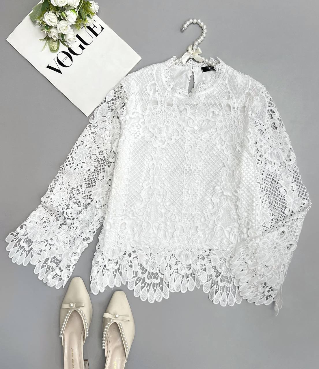 شومیز دانتل آستردار مدل 3 کد 3450