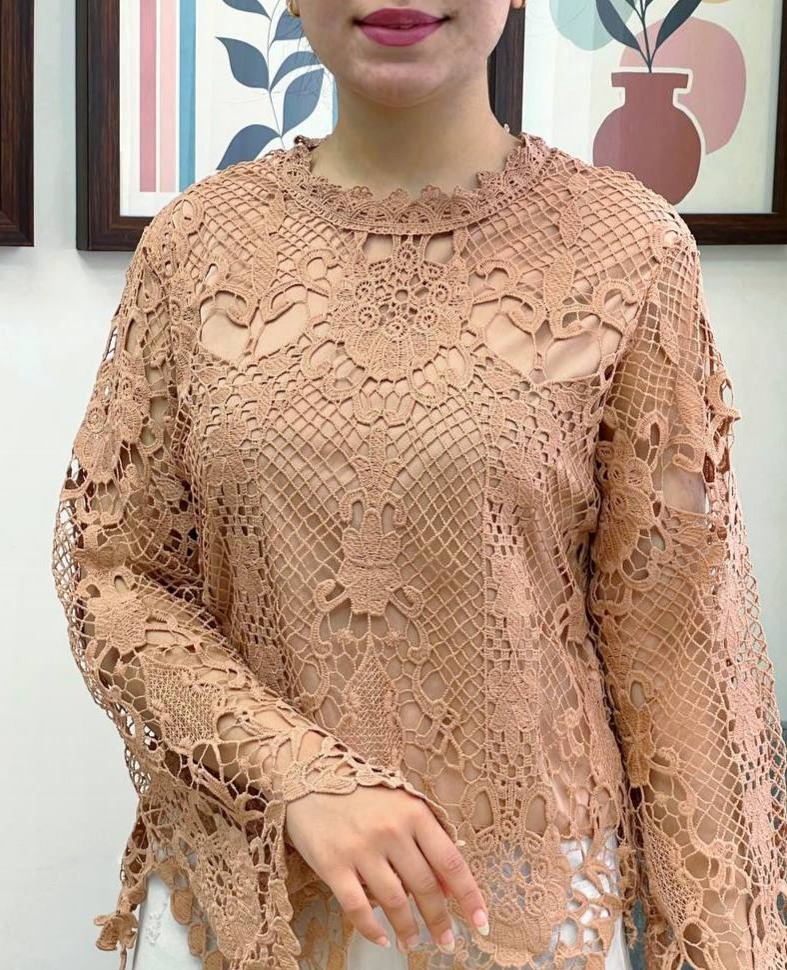 شومیز دانتل آستردار مدل 3 کد 3450