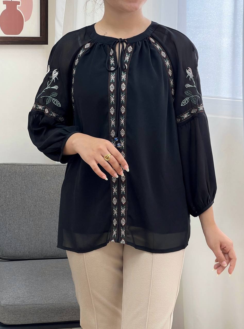 شومیز حریر گلدوزی کد 3451