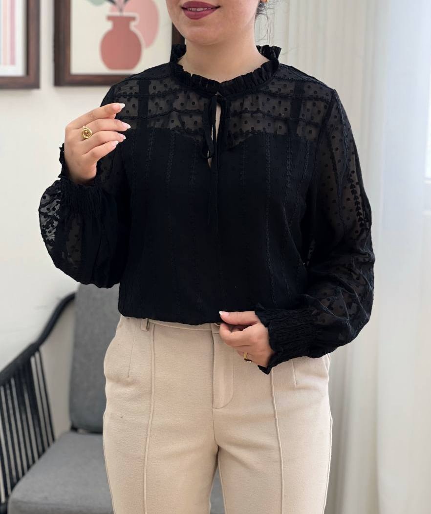 شومیز حریر گلدوزی شده مدل 2 کد 3453