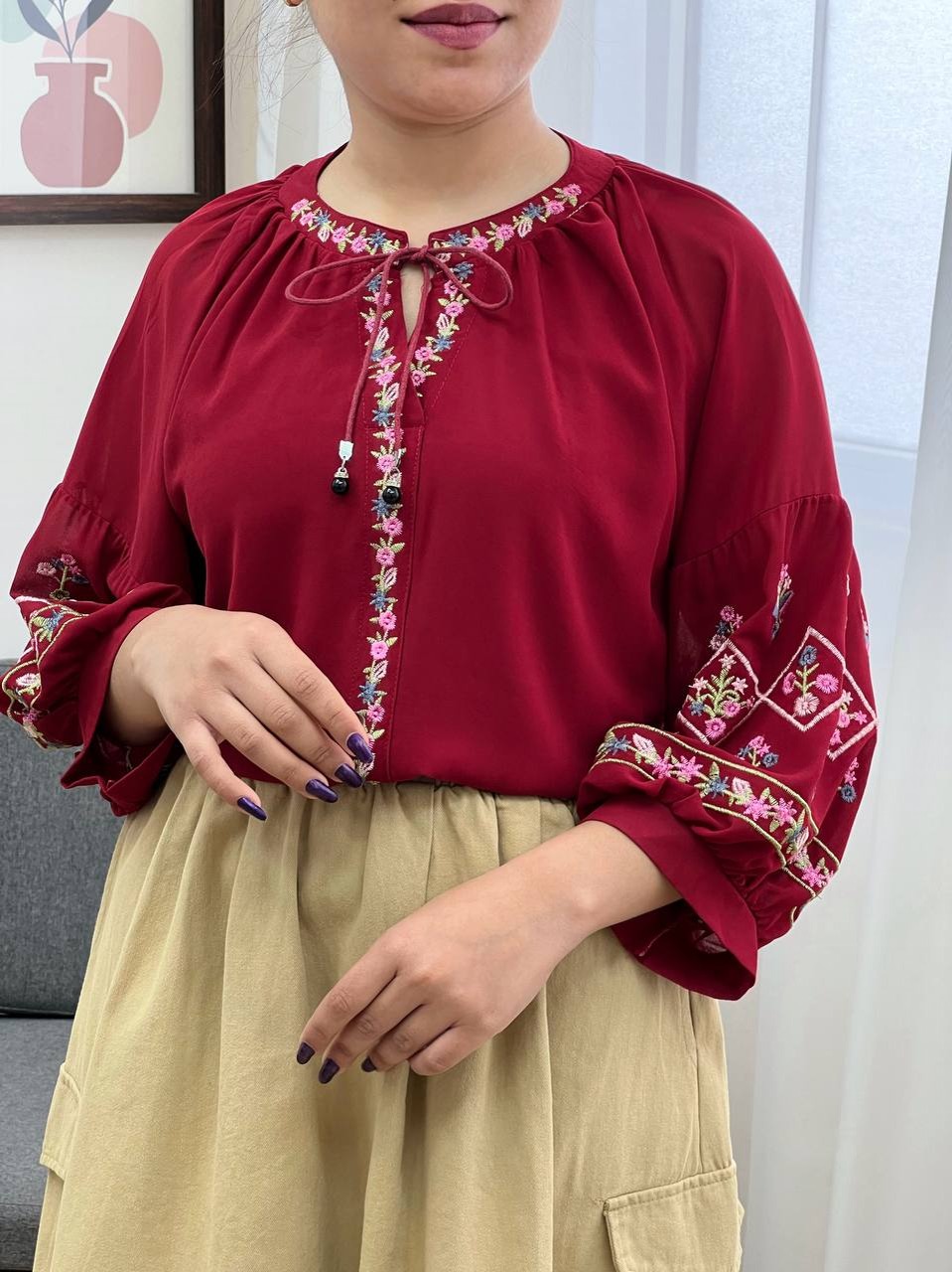 شومیز گلدوزی شکوفه کد 3456