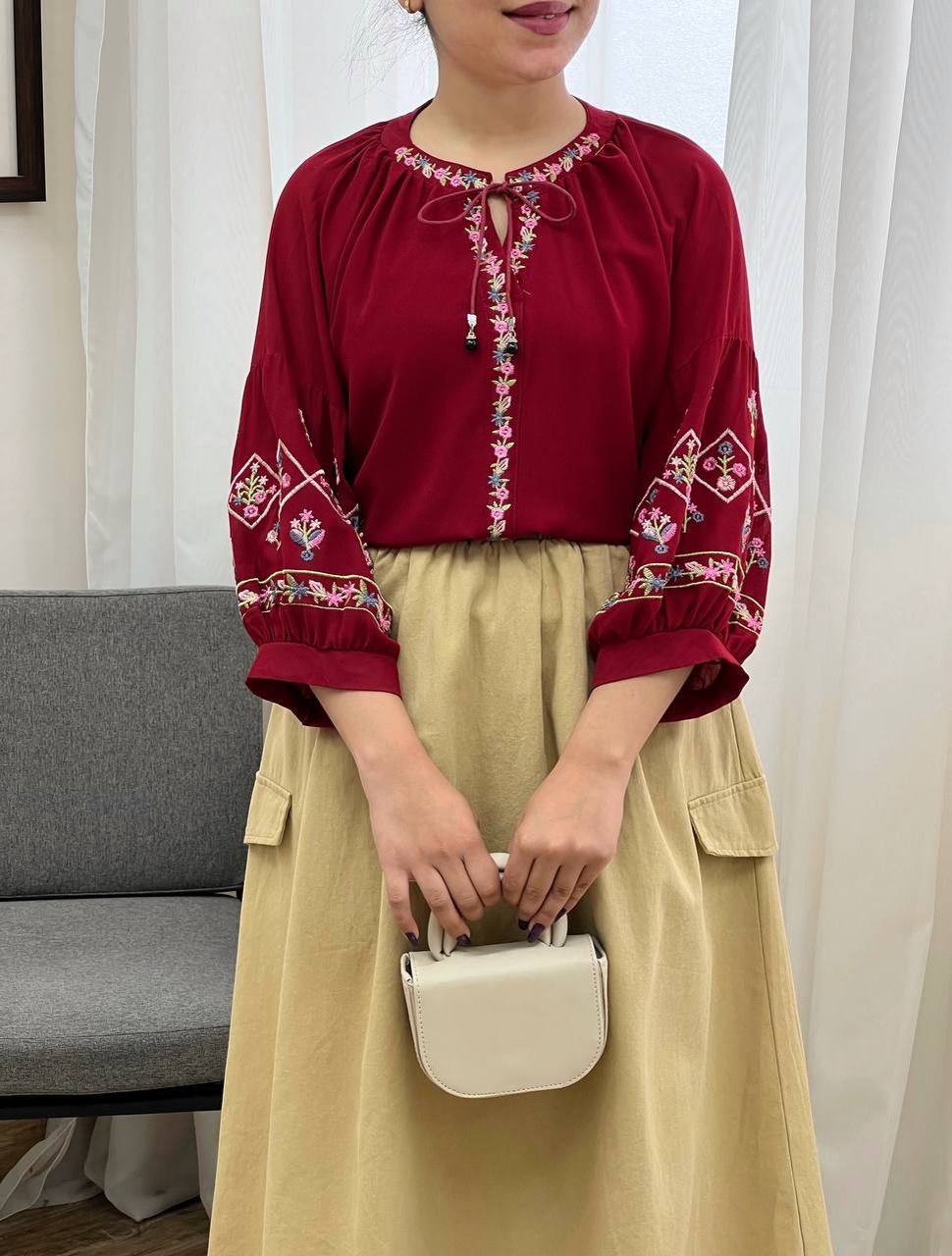 شومیز گلدوزی شکوفه کد 3456