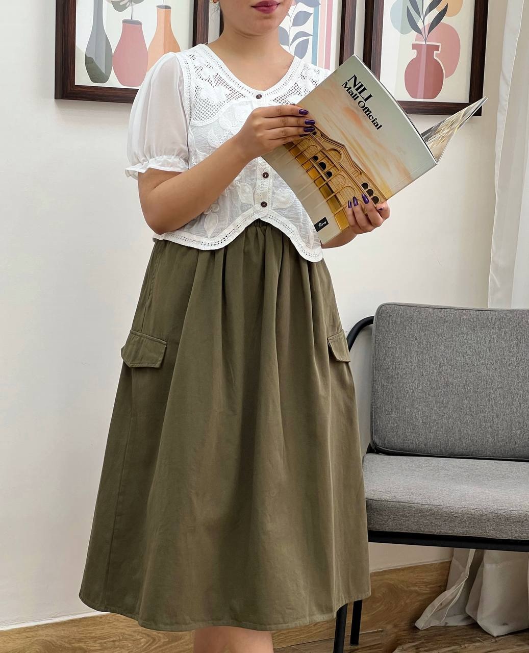 بلوز آستین پف قلاب بافی کد 3458