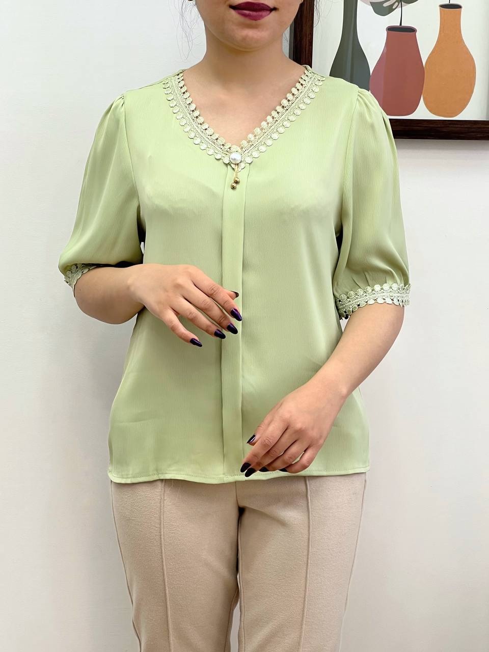 شومیز ساتن کریشه مدل 2 کد 3459