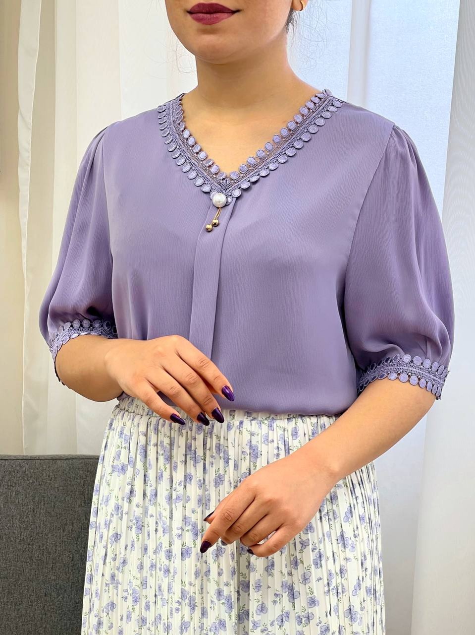 شومیز ساتن کریشه مدل 2 کد 3459