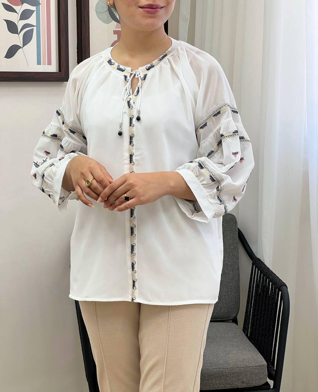 شومیز حریر تمام گلدوزی کد 3463