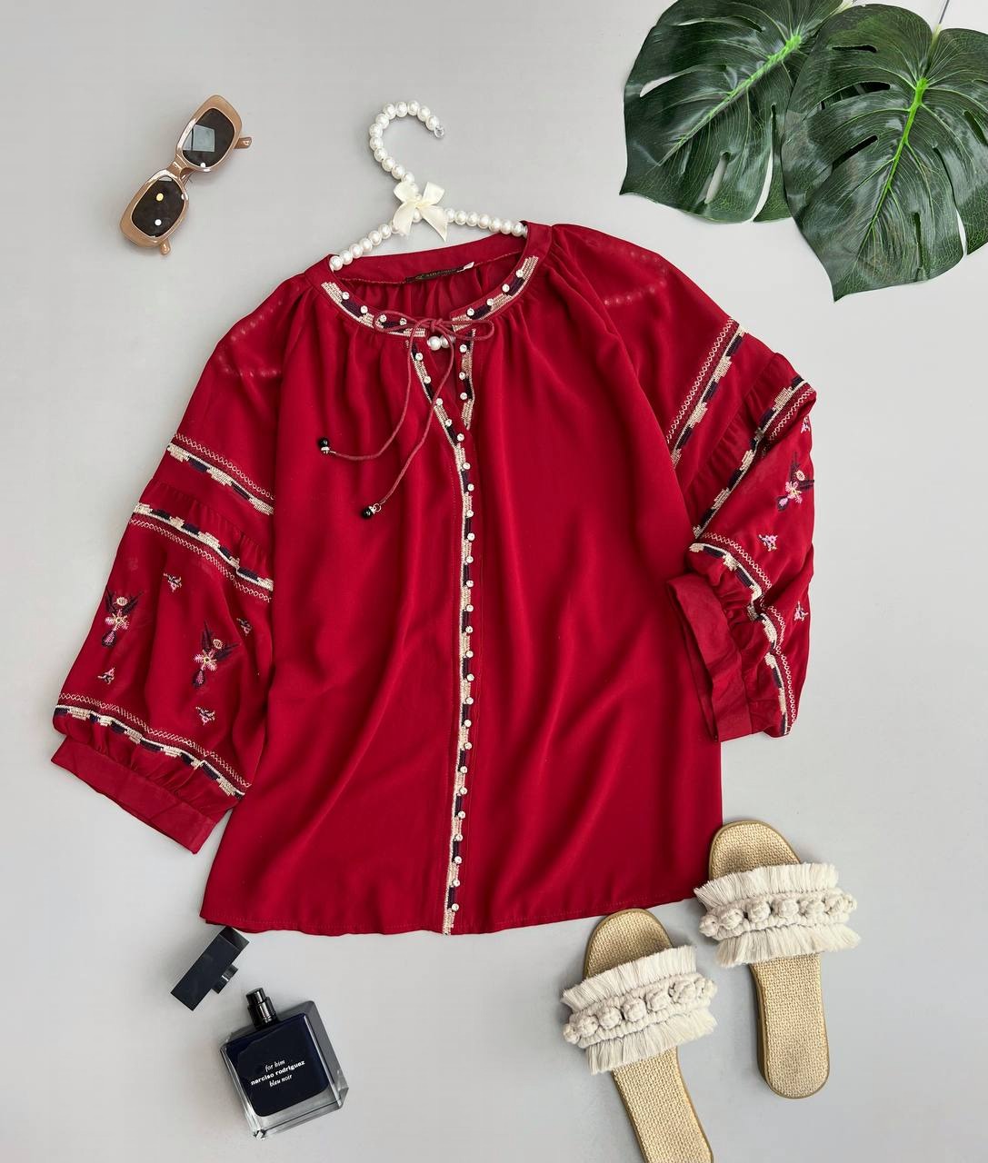 شومیز حریر تمام گلدوزی کد 3463