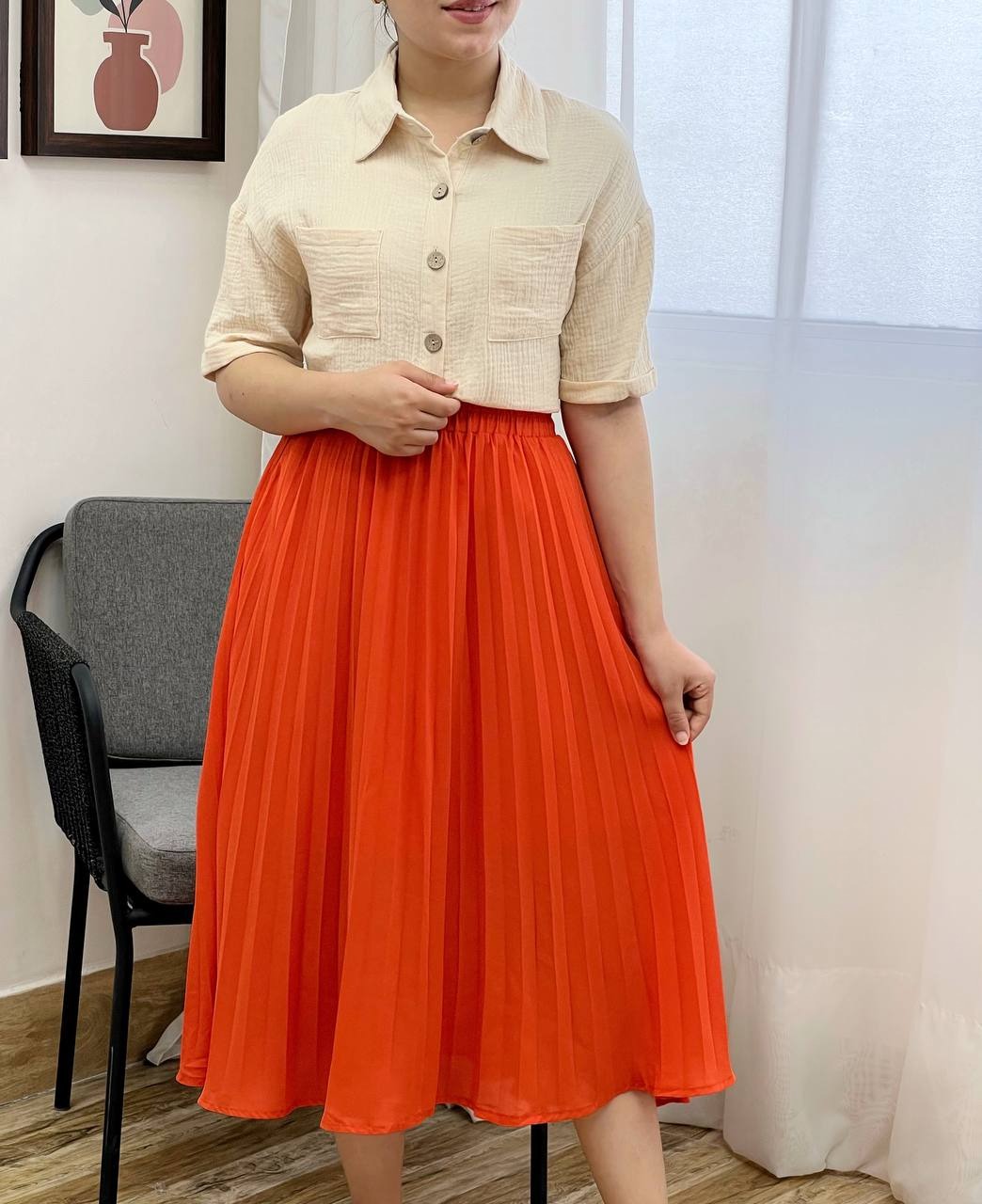 دامن کرپ پلیسه کد 3466