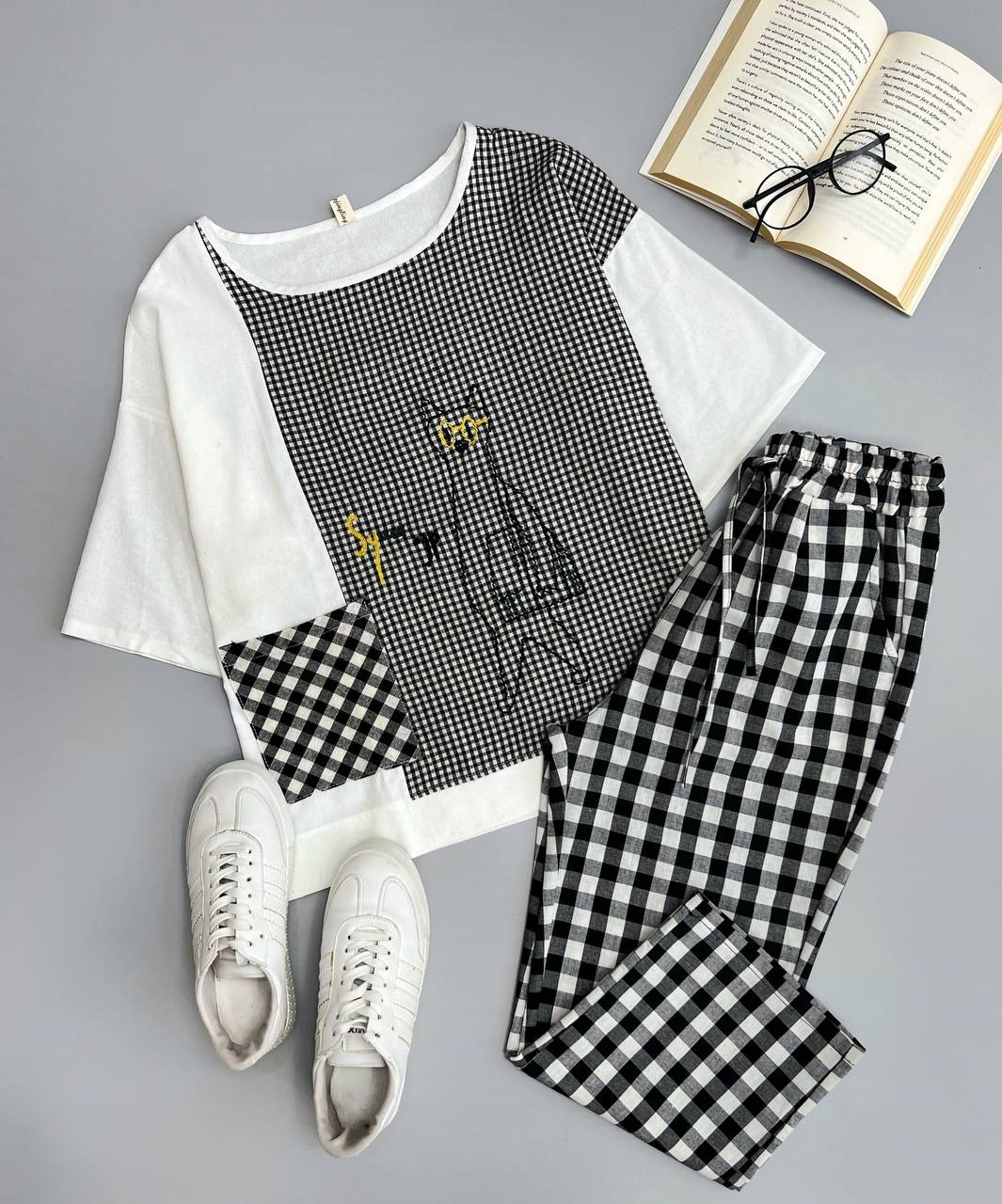 ست بلوز و شلوار چهارخونه کد 3470