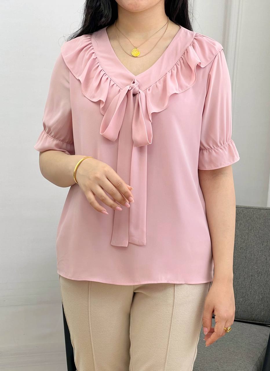 شومیز کرپ حریر پاپیونی کد 3479