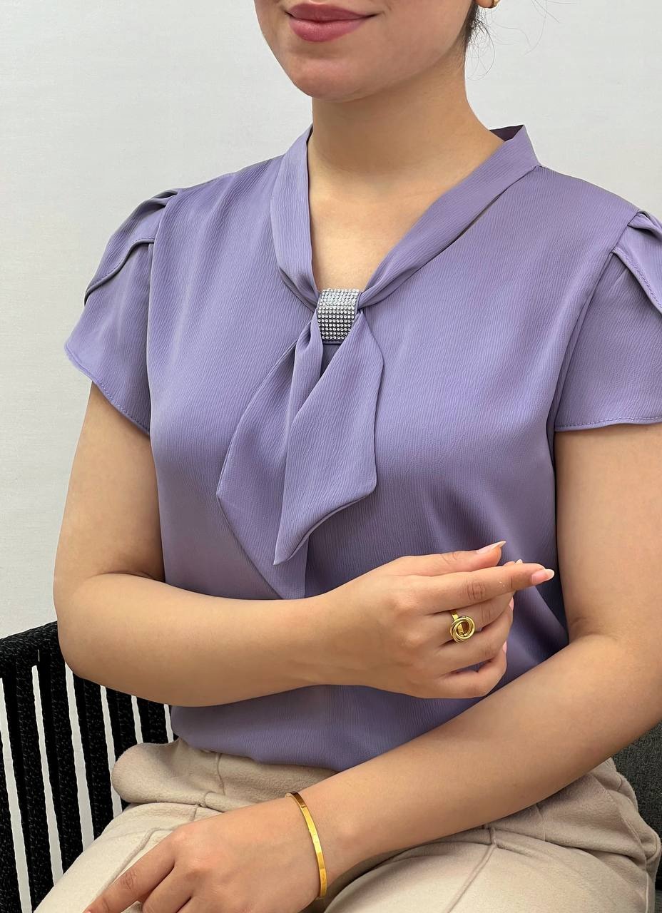 شومیز ساتن کریشه آستین لاله کد 3484