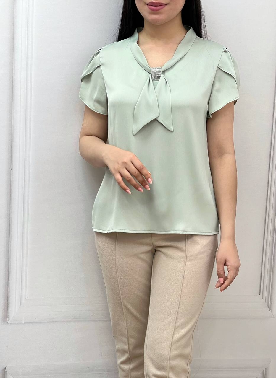 شومیز ساتن کریشه آستین لاله کد 3484