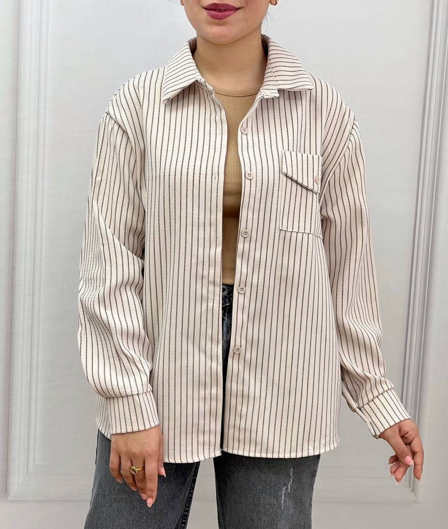 شومیز مانتویی راه راه کد 3486