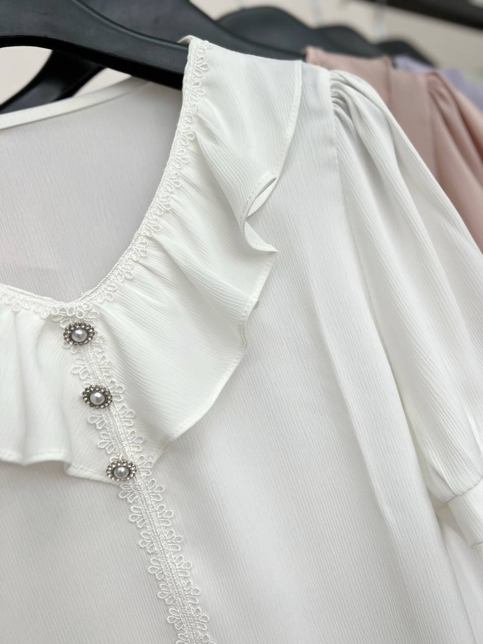 شومیز ساتن کریشه مروارید کد 3491