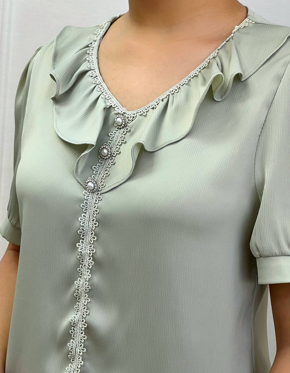 شومیز ساتن کریشه مروارید کد 3491